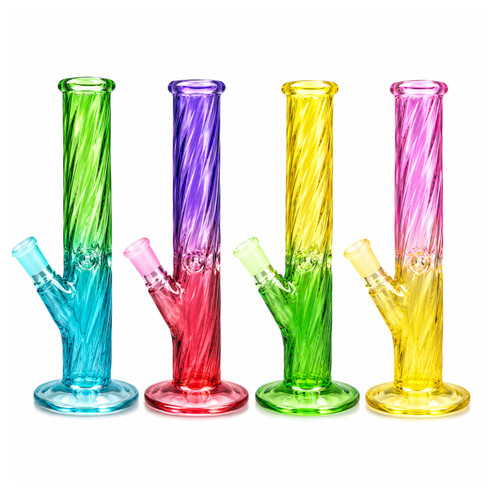 10" Dual Assorted Colors Twisted Tube Straight Water Pipe (MSRP $20.00)
