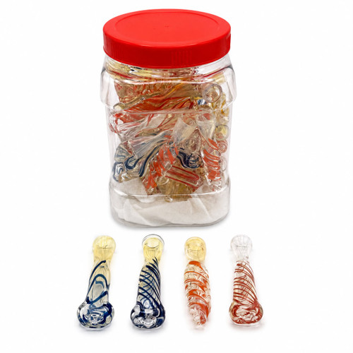3" Assorted Design Work Chillum Hand Pipe Jar - 36 Pcs (MSRP $5.00ea)