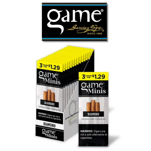 Game - Mini Cigar Wraps (3ct) Box of 15 - Diamond (Pre-Priced $1.29ea)