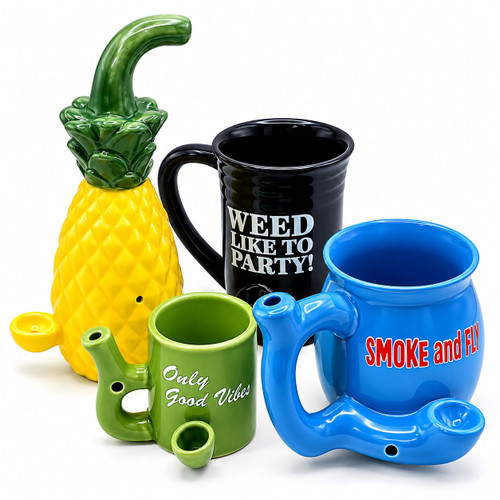 Assorted Ceramic Mugs Hand Pipe 7-Ct Jar (MSRP $15.00ea)