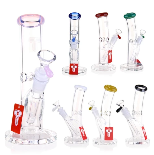 Tigerat - 8.5" 5mm Colored Rim & Base Straight Water Pipe (MSRP $15.00)