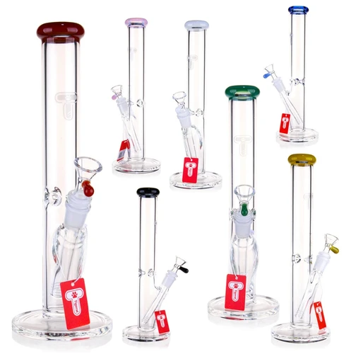 Tigerat - 12" 5mm Colored Rim Straight Water Pipe (MSRP $20.00)