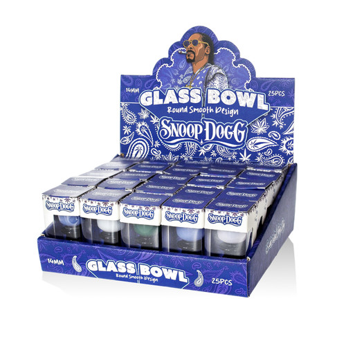 Snoop Dogg - Round Smooth Finish Color Glass 14mm Bowl - Display of 25 (MSRP 15.00ea)