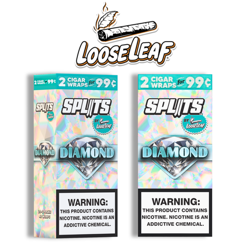tobacco diamond Looseleaf Splits Tobacco Wraps Diamond (2ct) Box of 20 (Pre-Priced)