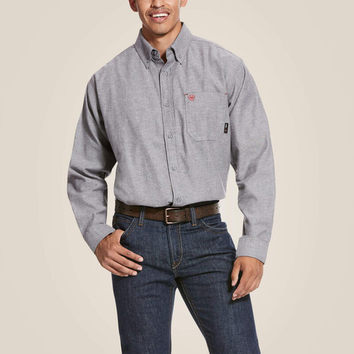 Ariat FR Solid Twill DuraStretch Work Shirt Dark Navy Twill