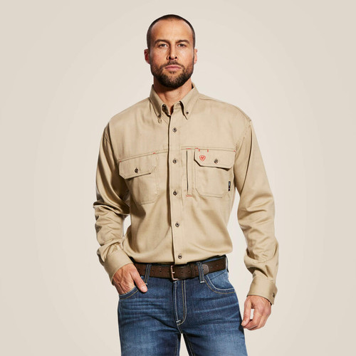 Ariat FR Solid Vent Work Shirt Khaki