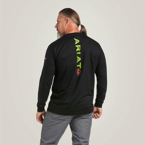 Ariat FR Stretch Logo T-Shirt( Black/Lime)