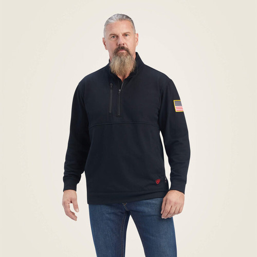 Ariat FR Durastrech Fleece 1/2 Zip Job Shirt(Black)