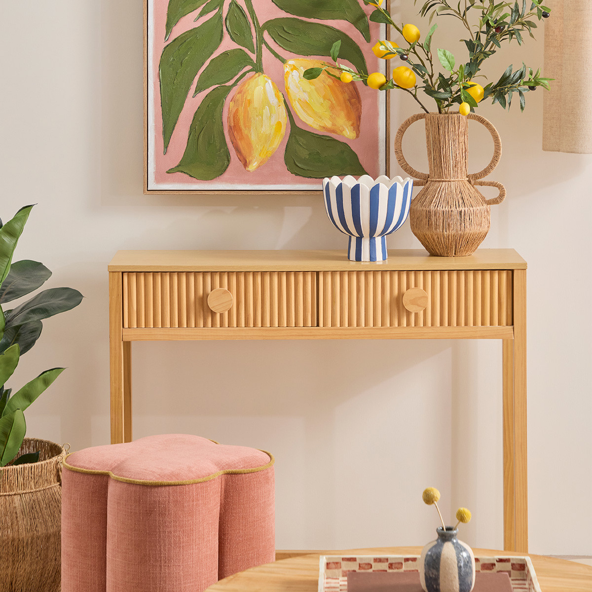 Dutton Natural Console Table - Pillow Talk