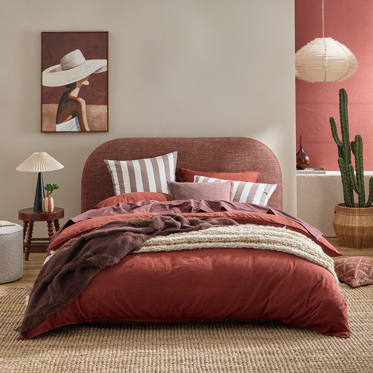 Rust Quilts Washed Linen Look Rust Quilt Cover Set - Pillow Talk