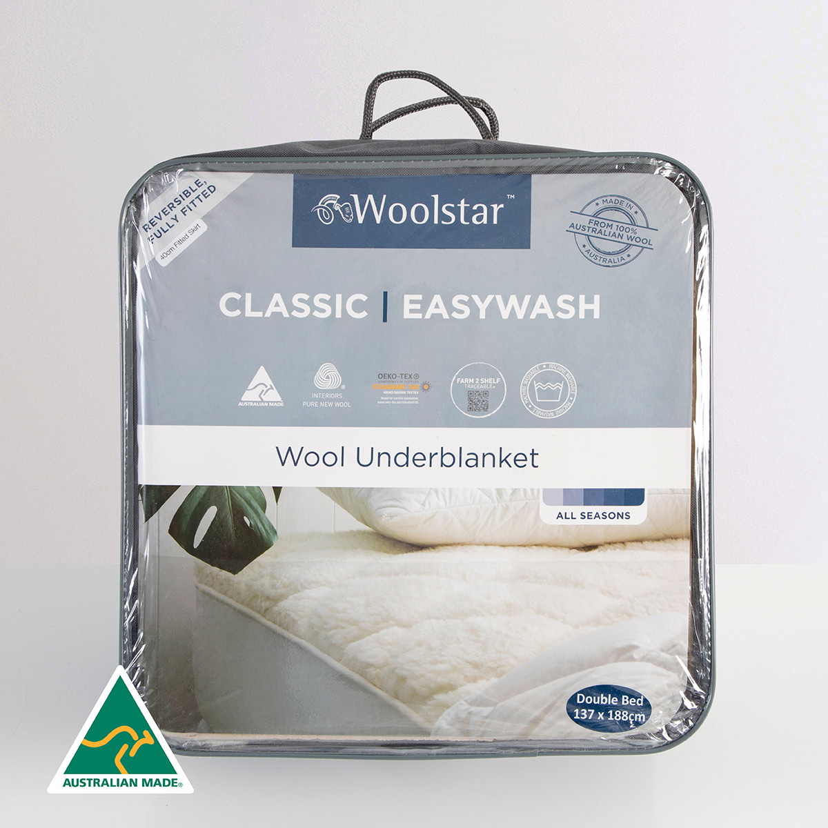 Easy Wash Reversible Australian Wool Underblanket [WOOBEWUBT14