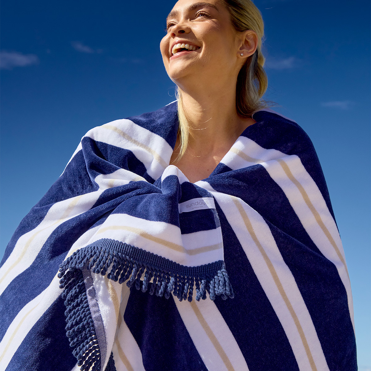 Plage Towel in Navy Stripe