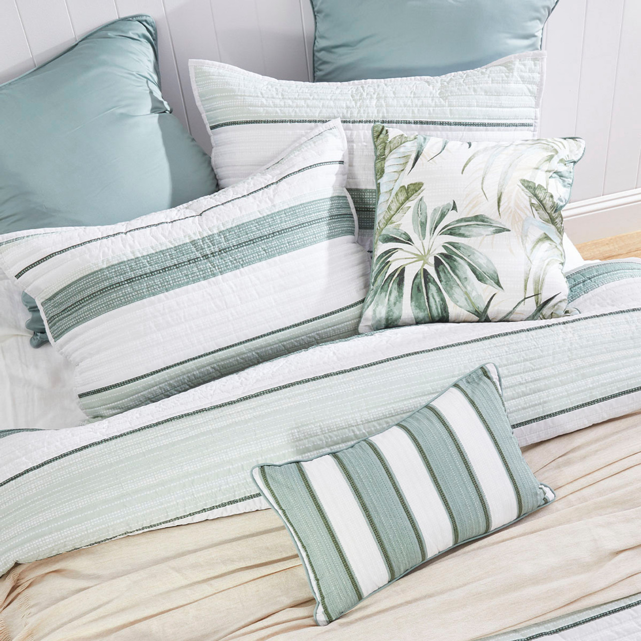 Bennett Stripe Green Coverlet Pack [HABBBENCOV23B] - Pillow Talk