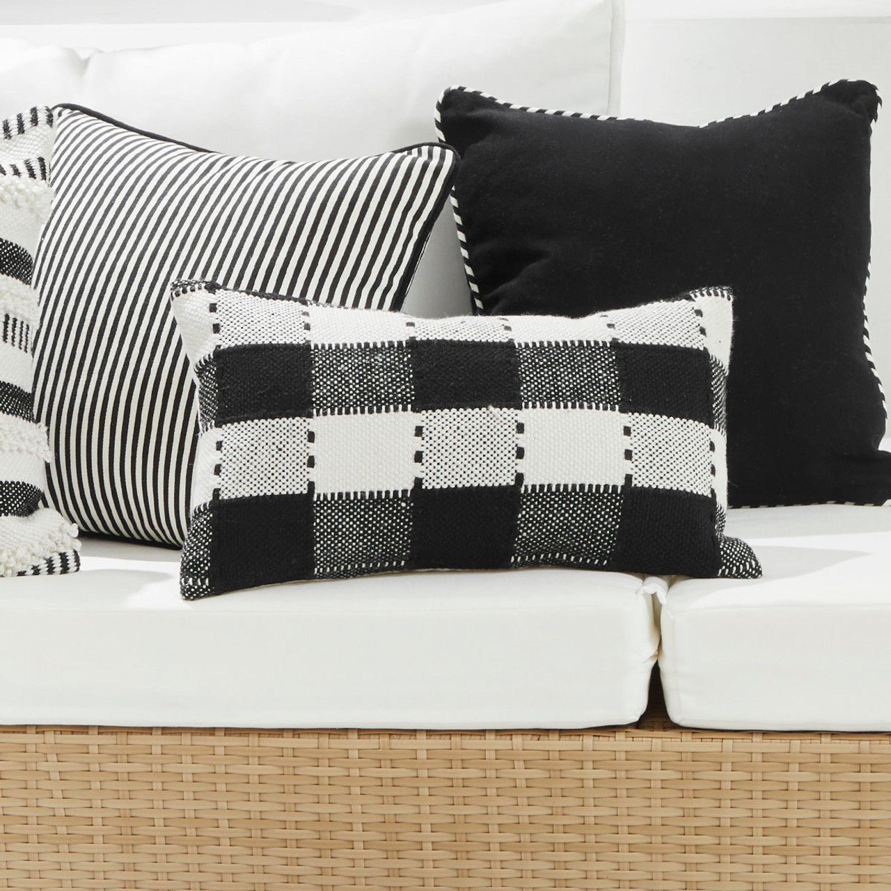 Havana Black Check Outdoor Cushion SUNLHAVCC23C Pillow Talk