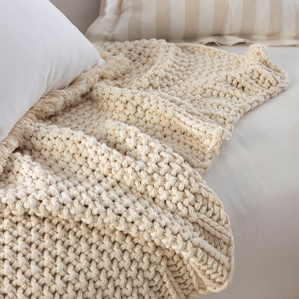 Lucy Knit Cotton Throw Pillow Talk