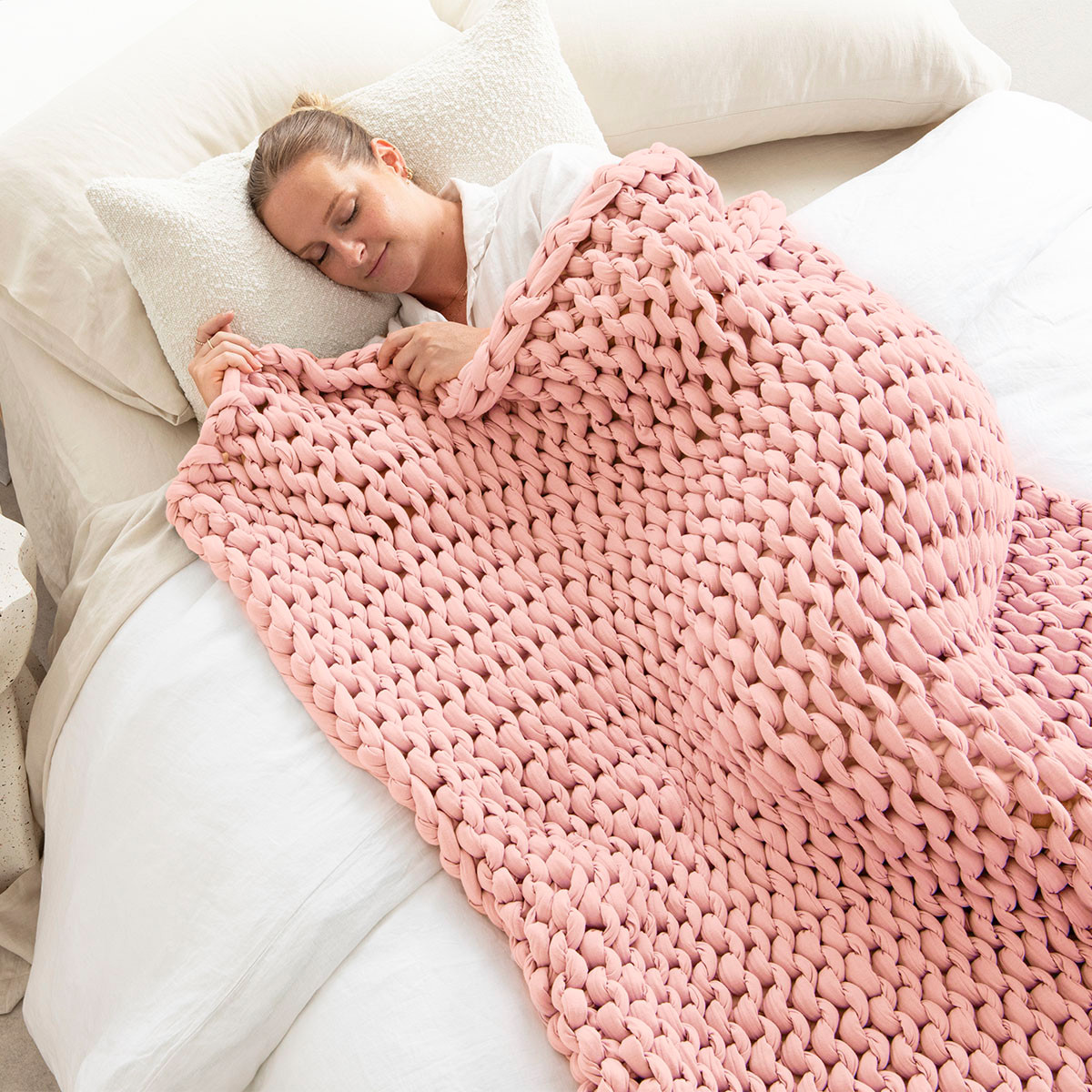 Revita Sleep Peach Knitted Weighted Blanket Pillow Talk