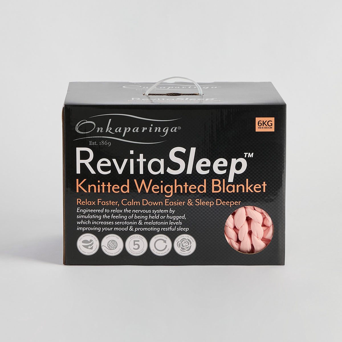 Revita Sleep Peach Knitted Weighted Blanket Pillow Talk