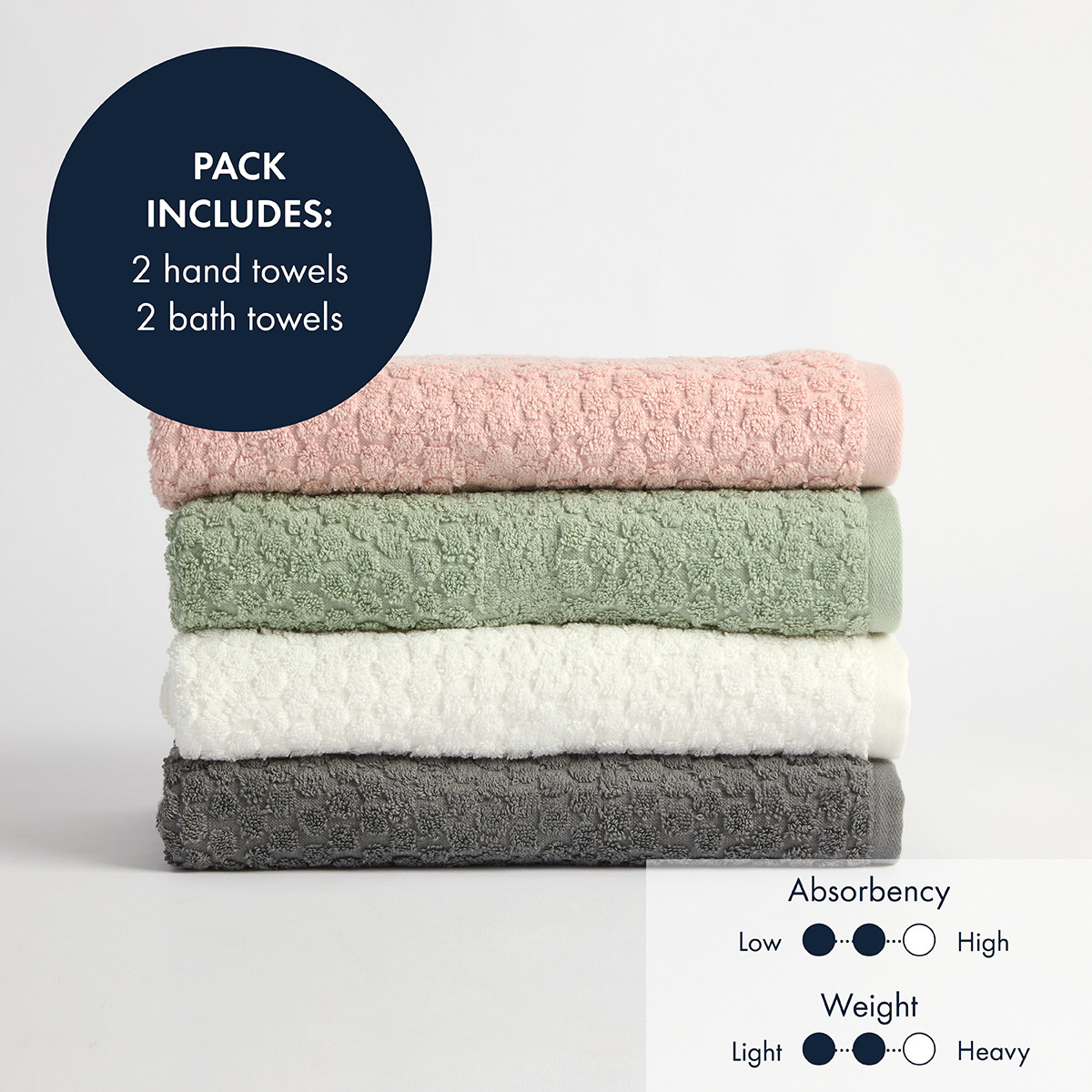 Leah Bath Towel Hand Towel Pack Pillow Talk