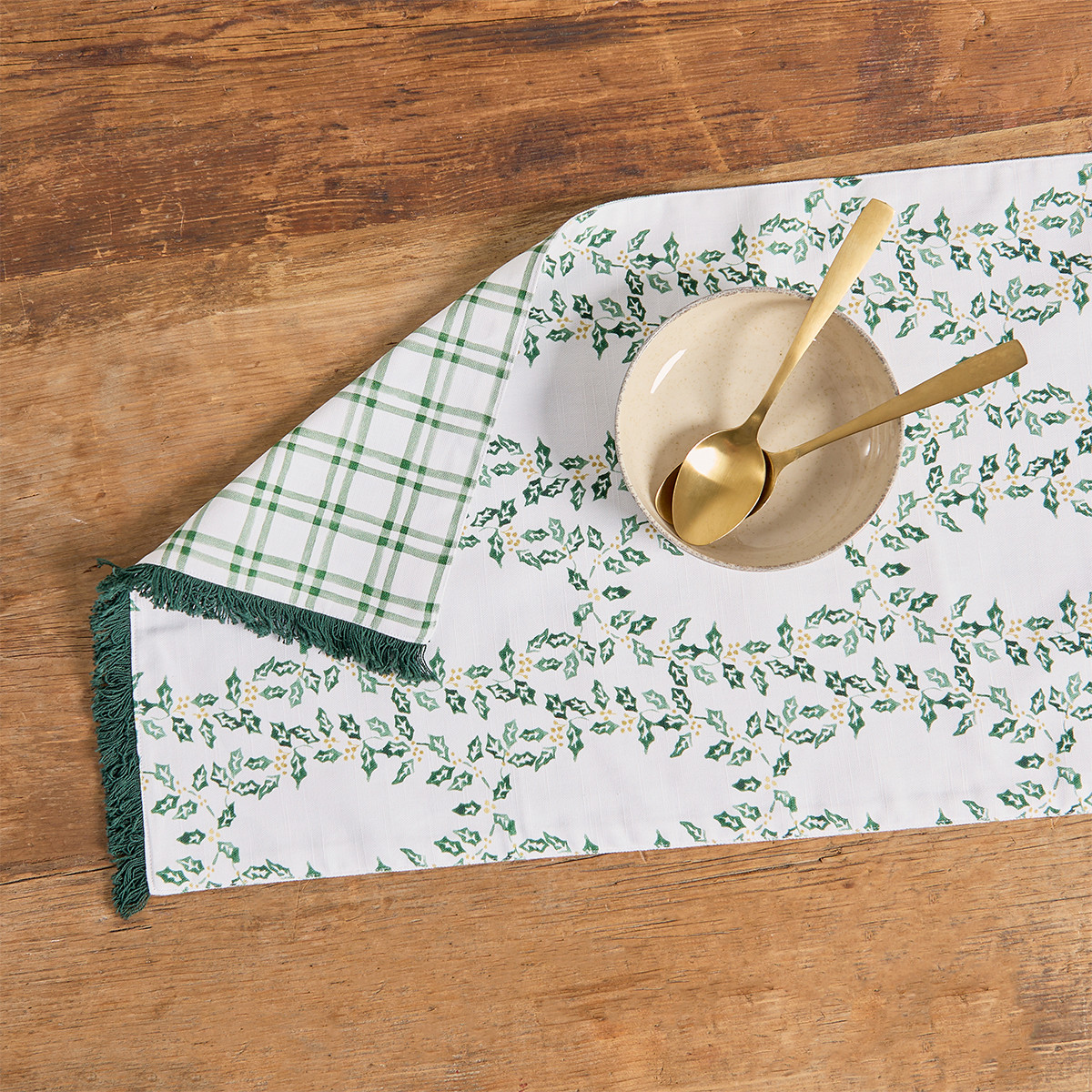 Holly Christmas Reversible Table Runner Pillow Talk