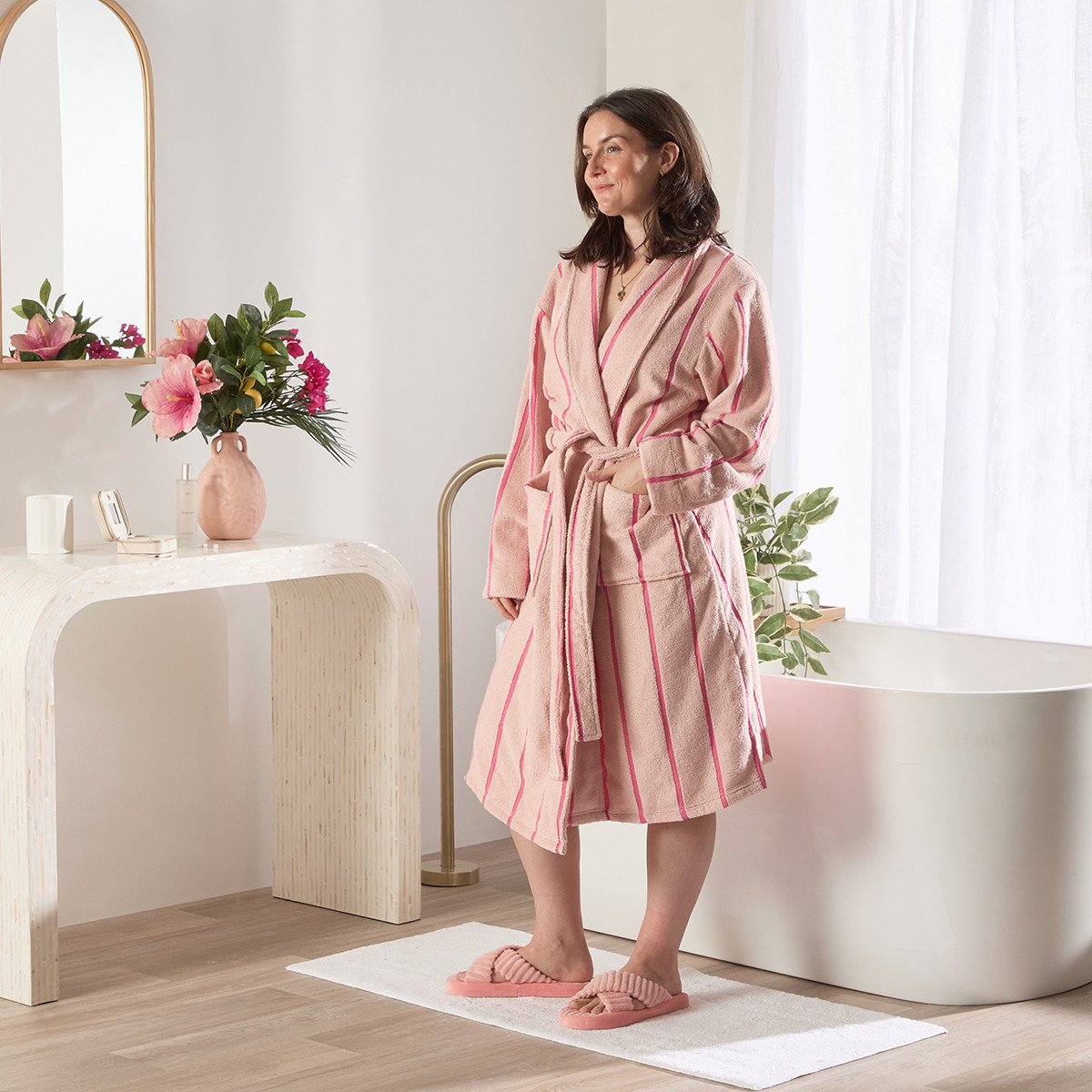 Lucy Terry Towelling Blush Pink Bath Robe Pillow Talk