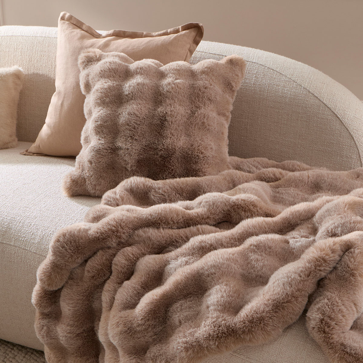 Prague Truffle Faux Fur Cushion - Pillow Talk