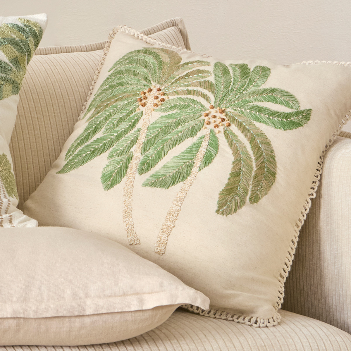 Hula Beaded Tropical Palm Cushion Pillow Talk - Main Image