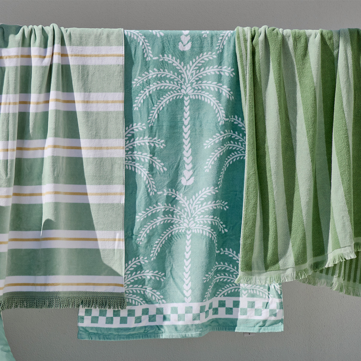 Mirage Palm Printed Velour Beach Towel Pillow Talk