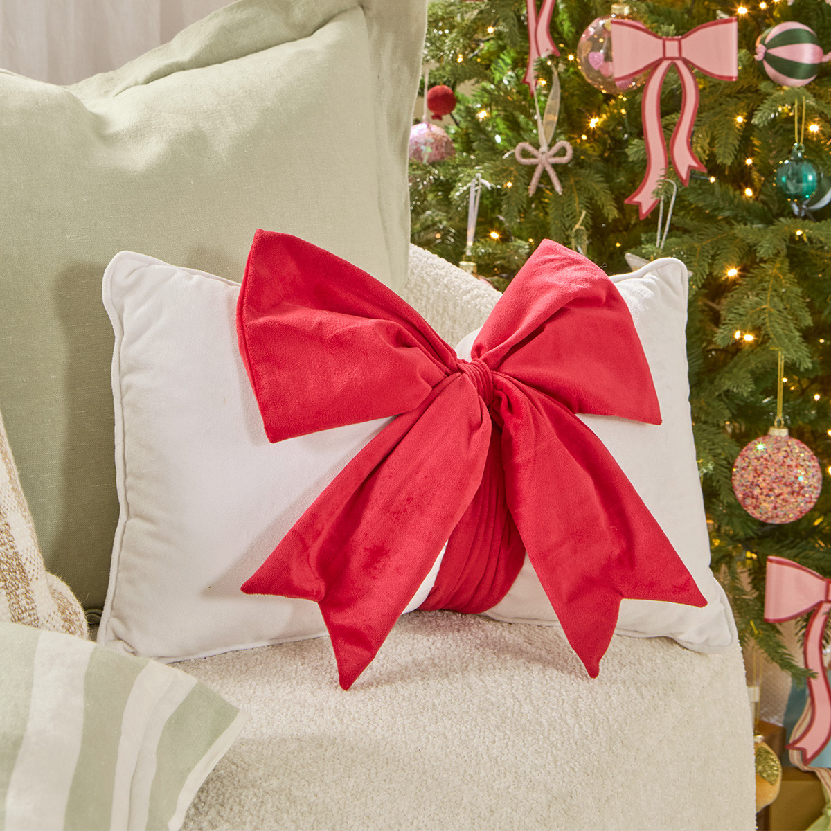 Christmas Velvet Bow Cushion Pillow Talk