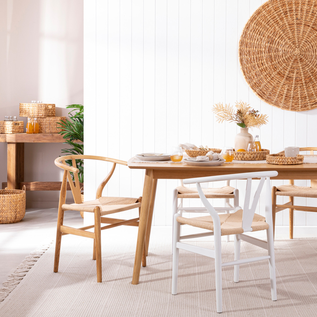 wishbone chairs and table