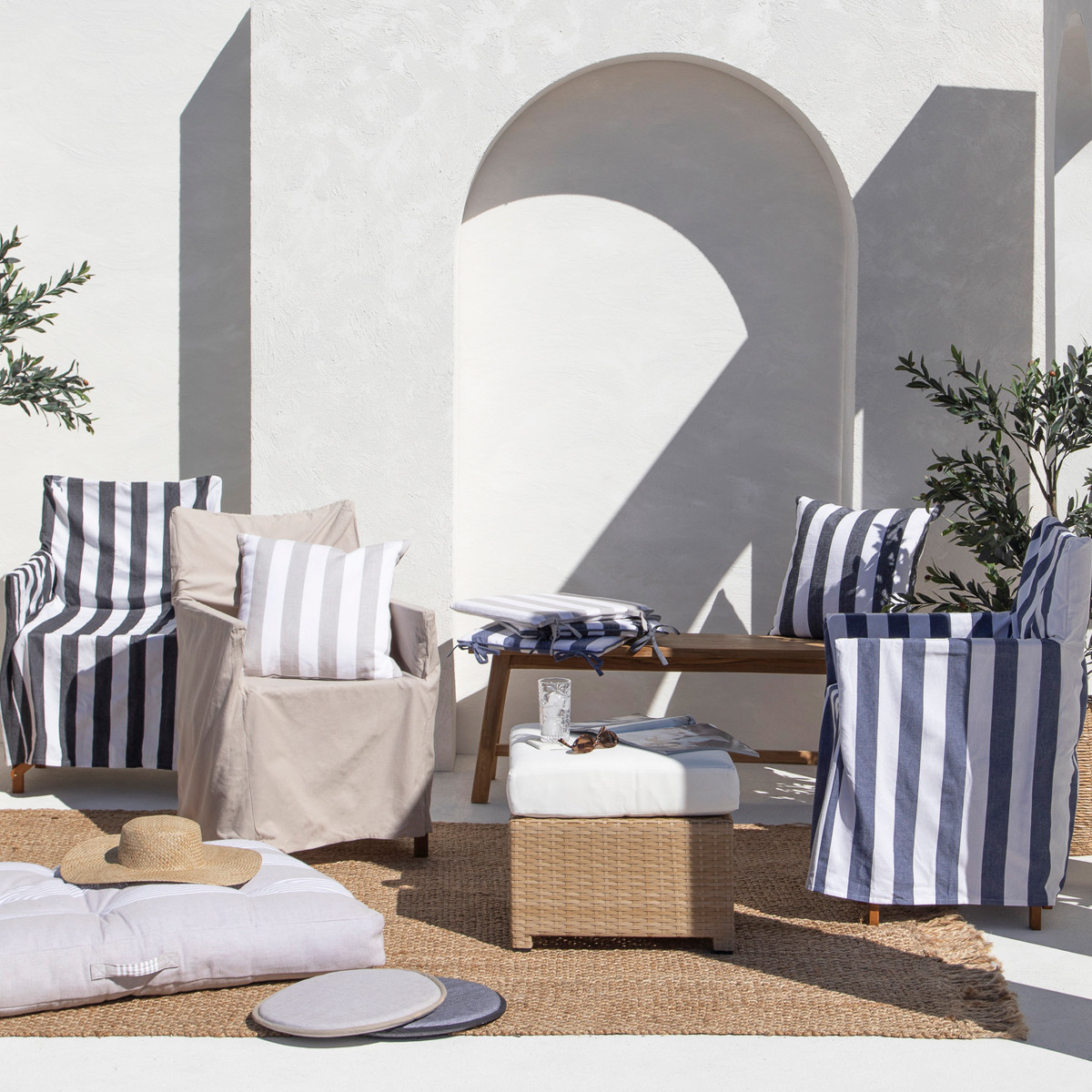 Riviera Wide Stripe Director Chair Cover Pillow Talk