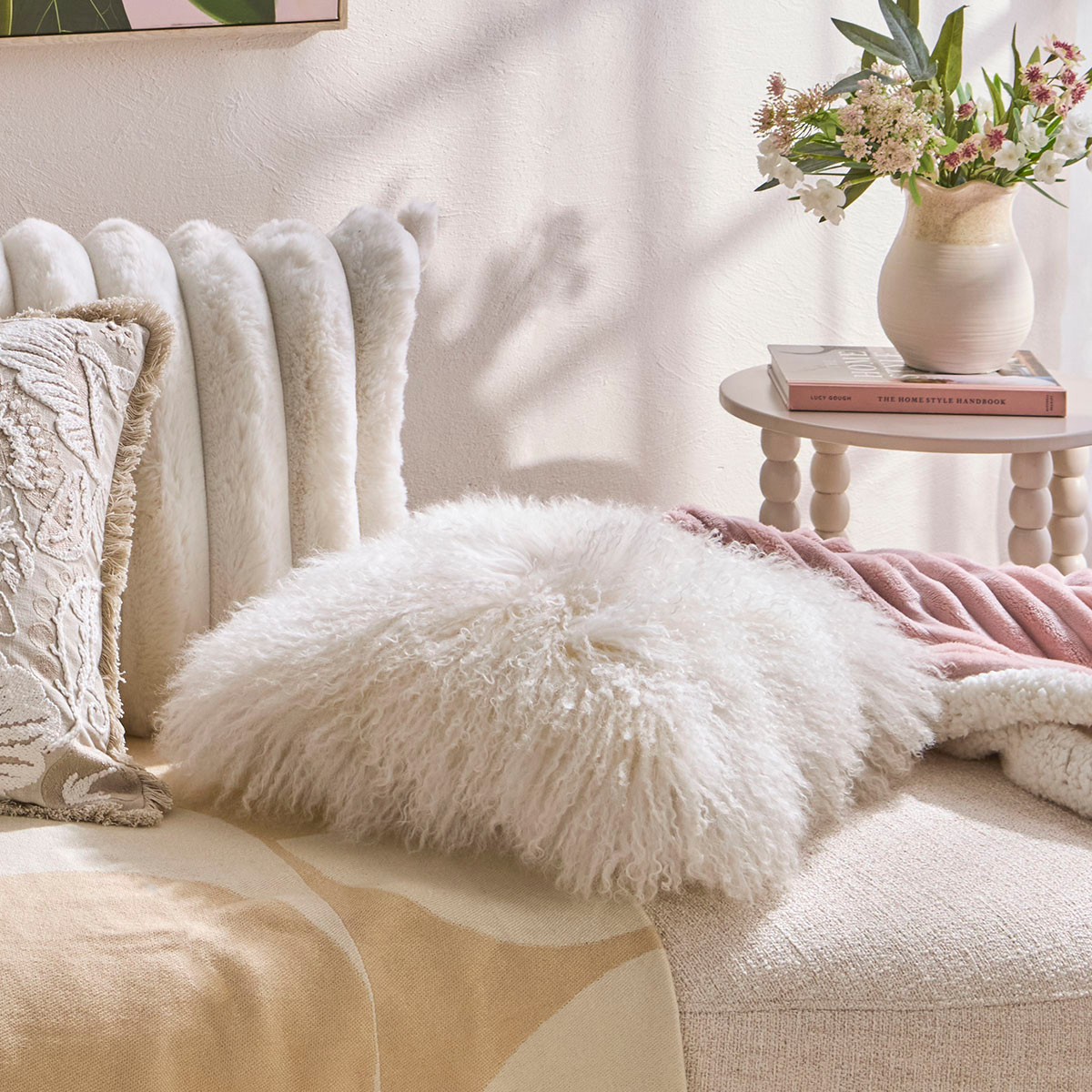 Mongolian Lambswool Square Cushion Pillow Talk