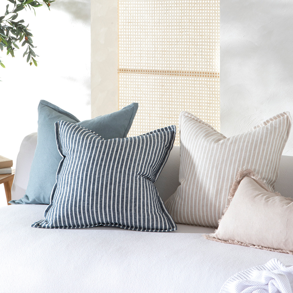 Sahara Linen Striped Square Cushion Pillow Talk - Main Image