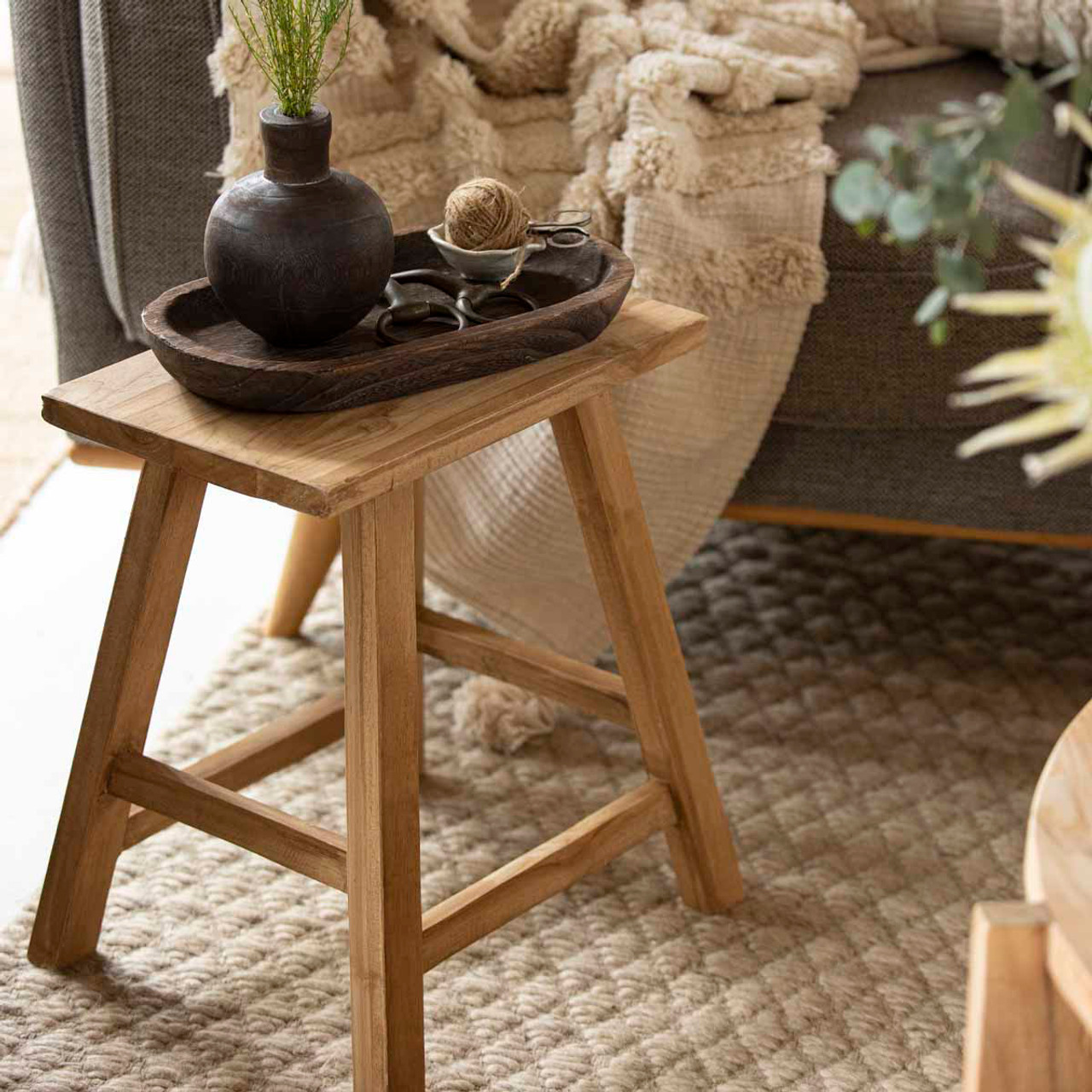 Ward Recycled Teak Stool MUSLRECYL21A Pillow Talk