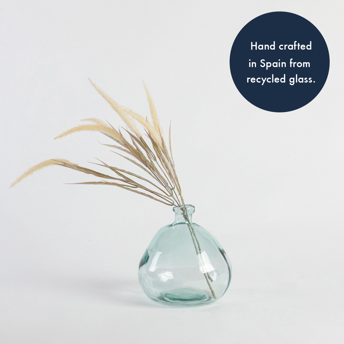 Miguel Blue Recycled Glass Vase [MUSMIGUE21A] Pillow Talk