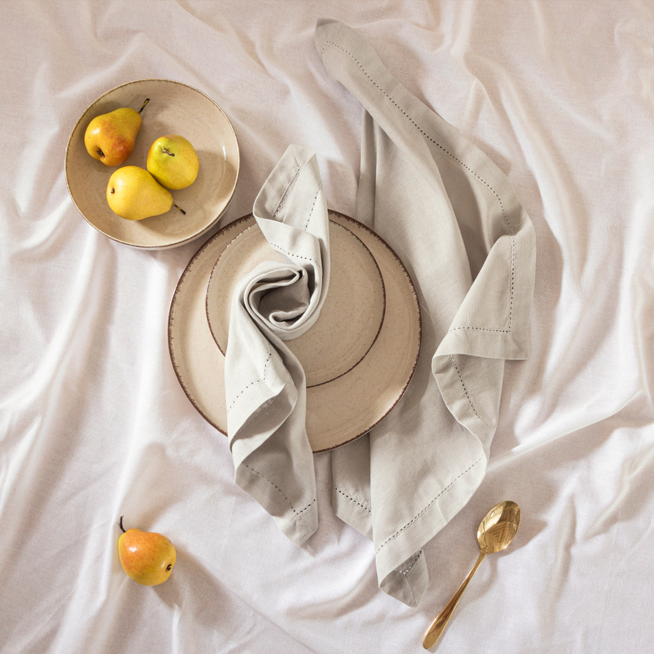 Pelham Grey Cotton Table Linen Range [HABLPELHC21C] - Pillow Talk