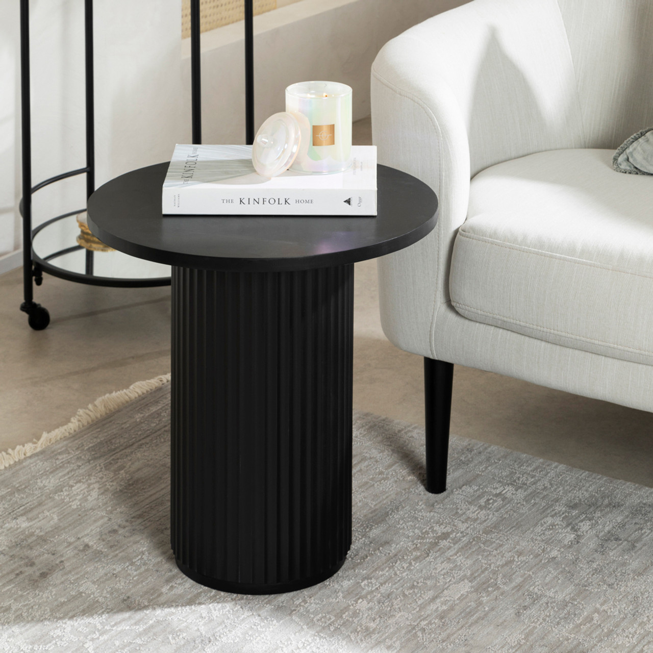 Tully Black Fluted Side Table [HABLTULLY22B] Pillow Talk