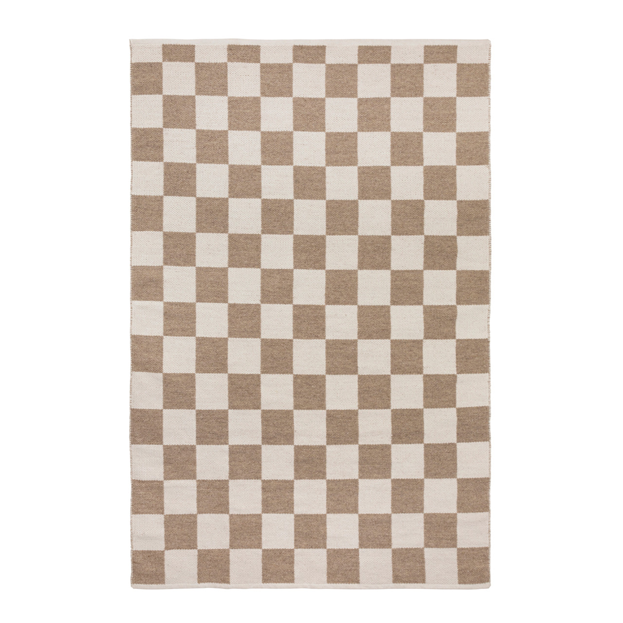 beige check rug