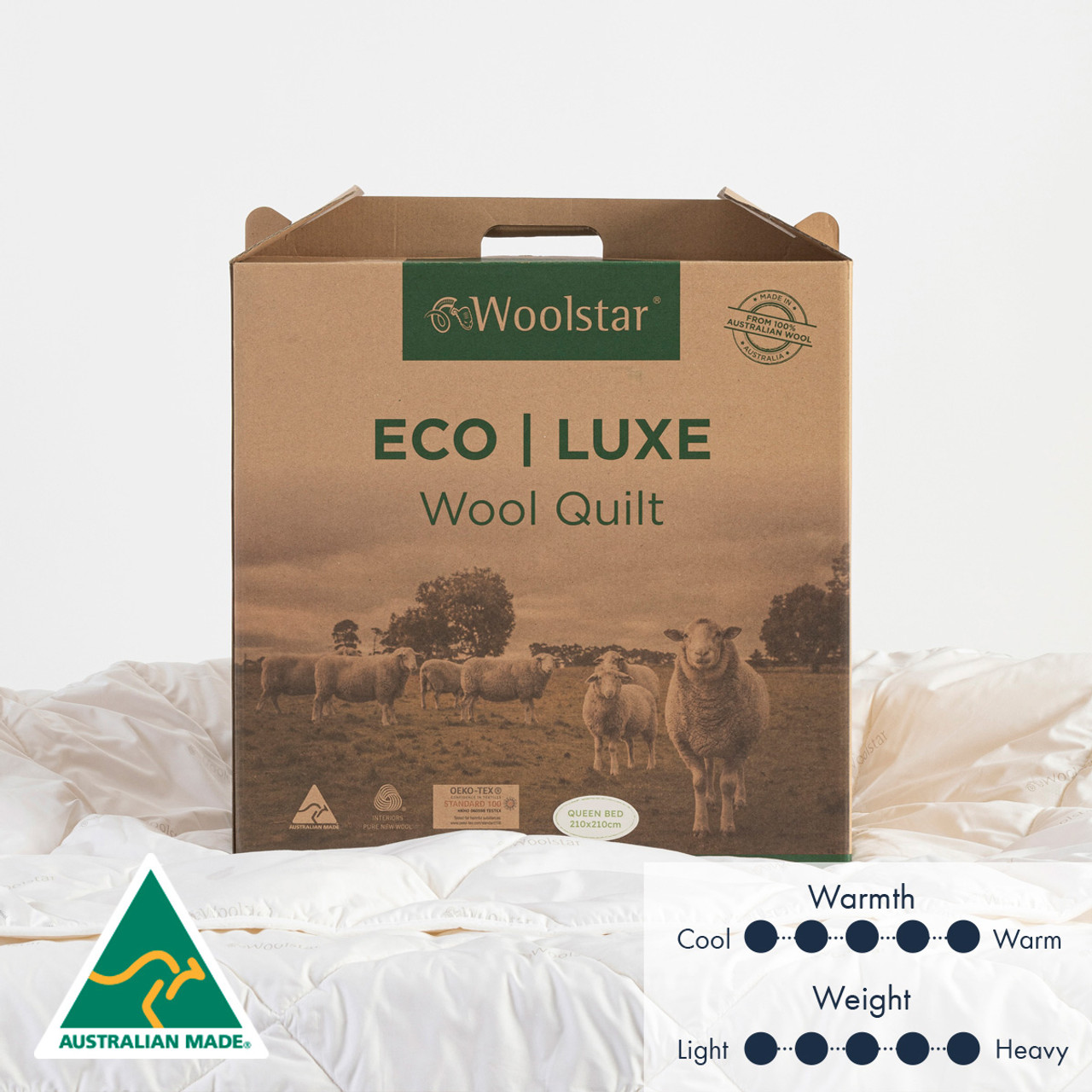 Eco Luxe 500gsm Washable Australian Wool Quilt WOOBECOLU23