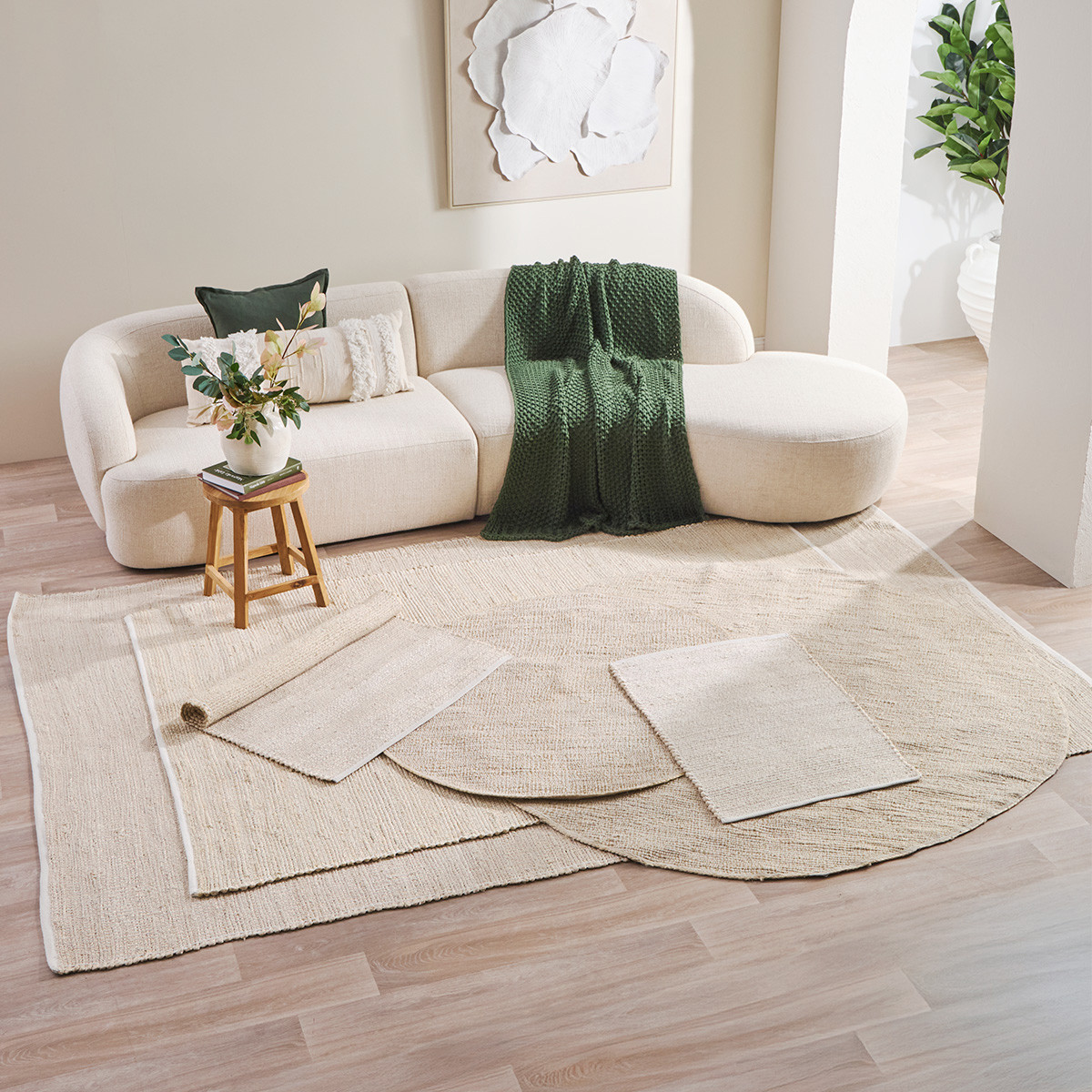 Goa Bleached Round Floor Rug - Pillow Talk