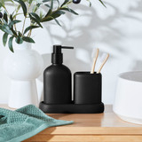 Mason Black Bathroom Accessories in Black by Habitat | Bathroom Trio Set, Toilet Brush Holder - Pillow Talk