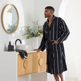 Lucy Terry Towelling Black White Bath Robe [HABBLUCY24B]
