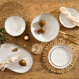 Dapple White Bamboo Melamine Dinnerware [HABLDAPSPW24A]