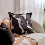 Mintaro Abstract Square Cushion in Caramel, Black by MUSE | 1 x Square Cushion 50cm x 50cm - Pillow Talk