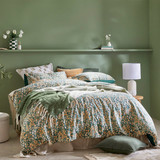 Clemence Ditsy Floral Quilt Cover Set in Green by Habitat | Double Bed, Queen Bed, Single Bed, Super King Bed - Pillow Talk