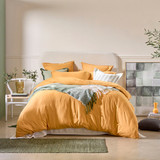 Washed Linen Look Mustard Quilt Cover Set [ESSBWLL19AE]