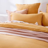 Washed Linen Look Mustard Quilt Cover Set [ESSBWLL19AE]