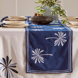 Siwa Palm Embroidered Table Runner in Navy by MUSE | Table Runner 40cm x 220cm - Pillow Talk