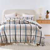 Myles Check Seersucker Flannel Quilt Cover Set in White by Habitat | Queen Bed, Super King Bed - Pillow Talk