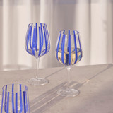 Atlas Blue Stripe Wine Glasses Set of 2 in Blue by MUSE | 2 Pack - Pillow Talk