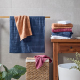 Charlie Stripe Turkish Cotton Towel Range in Biscuit, Navy, Magenta, White by Habitat | Bath Towel 70x140cm - Pillow Talk Charlie Stripe Turkish Cotton Towel Range in Biscuit, Navy, Magenta, White by Habitat | Bath Towel 70x140cm - Pillow Talk